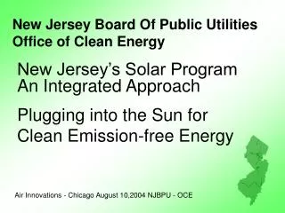 New Jersey Board Of Public Utilities Office of Clean Energy