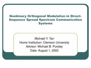 Nonbinary Orthogonal Modulation in Direct-Sequence Spread Spectrum Communication Systems