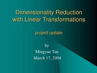 Dimensionality Reduction with Linear Transformations project update