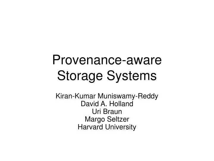 provenance aware storage systems