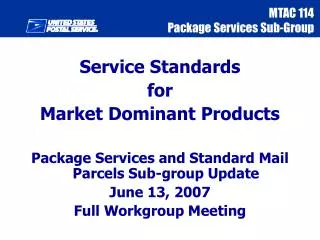 Service Standards for Market Dominant Products
