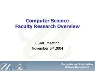 Computer Science Faculty Research Overview