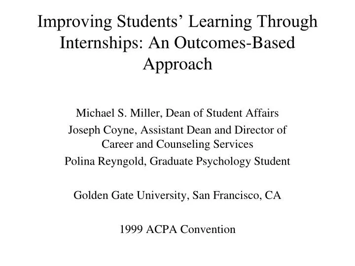 improving students learning through internships an outcomes based approach