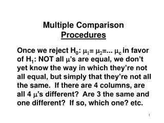 Multiple Comparison Procedures