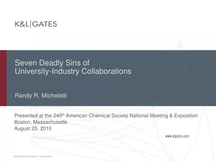 seven deadly sins of university industry collaborations randy r micheletti