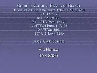 Ric Honsa TAX 8020