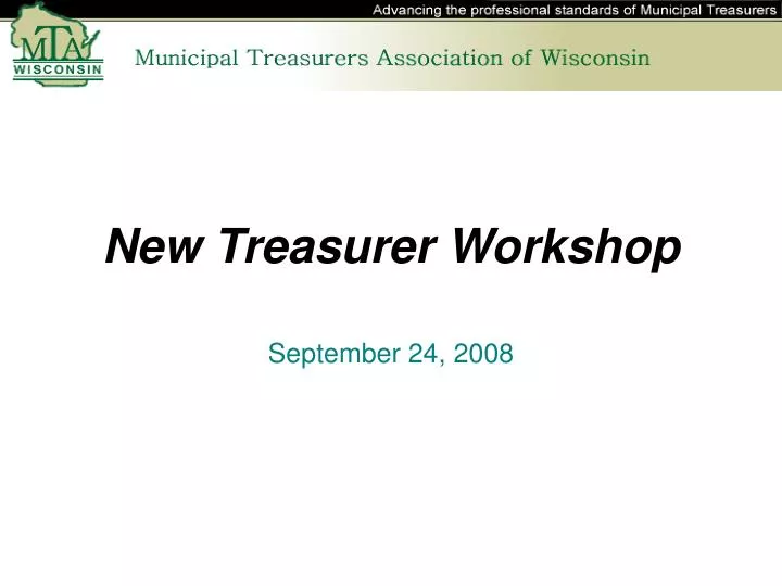 new treasurer workshop