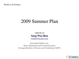 2009 Summer Plan