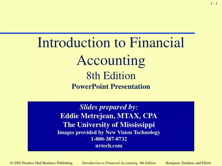 introduction to financial accounting 8th edition powerpoint presentation