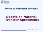 Office of Research Services Update on Material Transfer Agreements - slide 1
