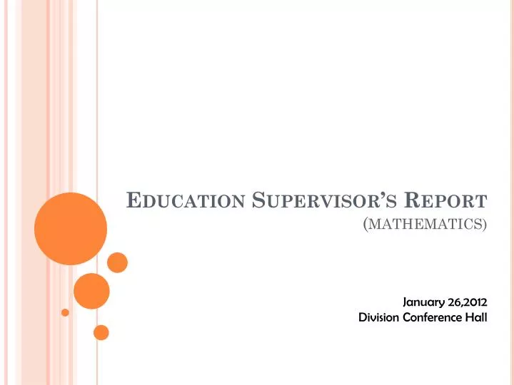 education supervisor s report mathematics