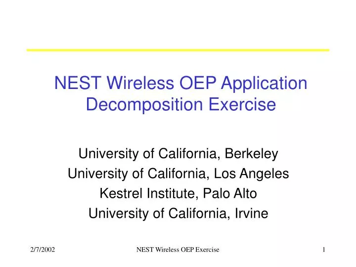 nest wireless oep application decomposition exercise