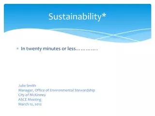 Sustainability*