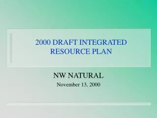 2000 DRAFT INTEGRATED RESOURCE PLAN