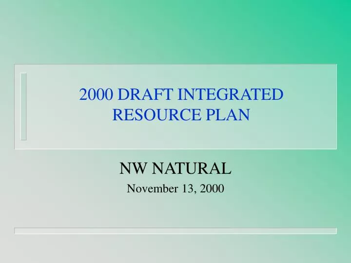 2000 draft integrated resource plan