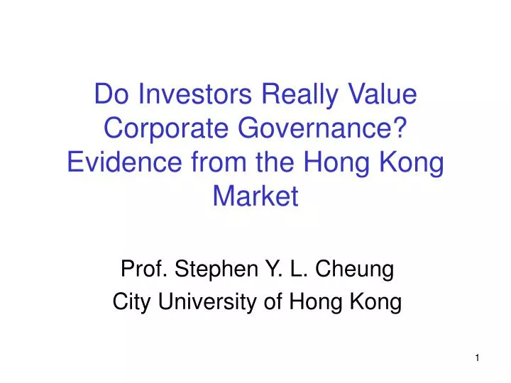 do investors really value corporate governance evidence from the hong kong market