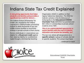 Indiana State Tax Credit Explained