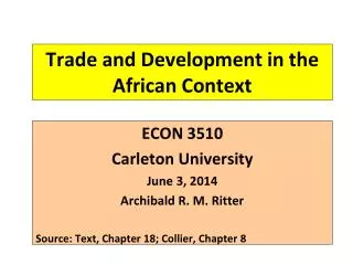 Trade and Development in the African Context