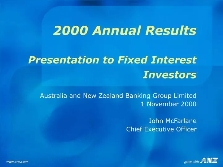 2000 annual results presentation to fixed interest investors