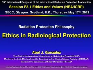 Radiation Protection Philosophy Ethics in Radiological Protection