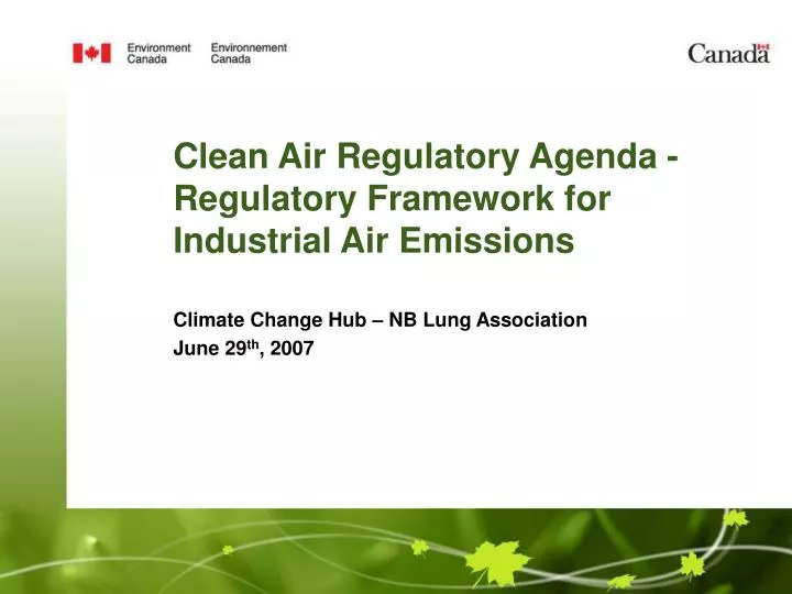 clean air regulatory agenda regulatory framework for industrial air emissions