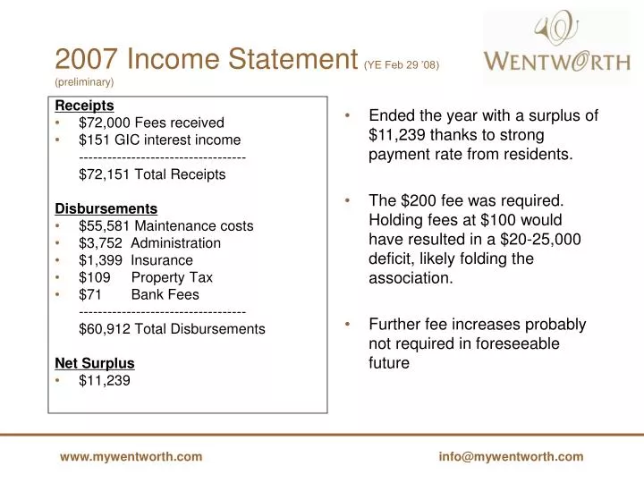 2007 income statement ye feb 29 08 preliminary
