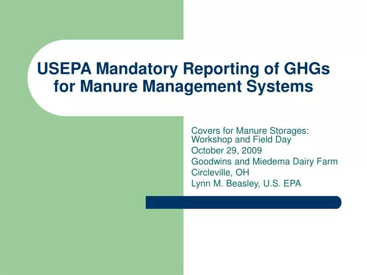 usepa mandatory reporting of ghgs for manure management systems