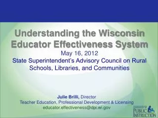 Julie Brilli, Director Teacher Education, Professional Development &amp; Licensing