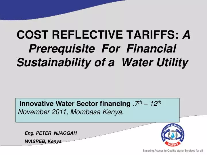 cost reflective tariffs a prerequisite for financial sustainability of a water utility