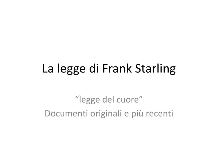 la legge di frank starling