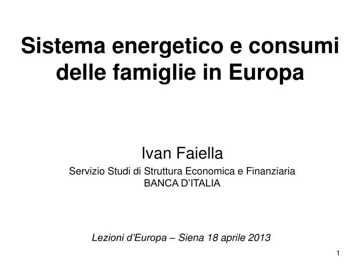 sistema energetico e consumi delle famiglie in europa