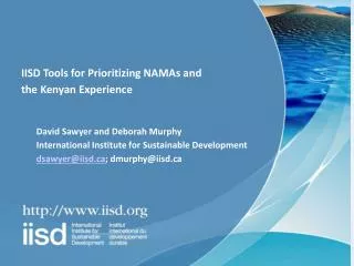 IISD Tools for Prioritizing NAMAs and the Kenyan Experience