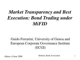 Market Transparency and Best Execution: Bond Trading under MiFID