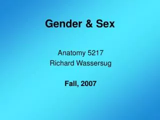 Gender &amp; Sex