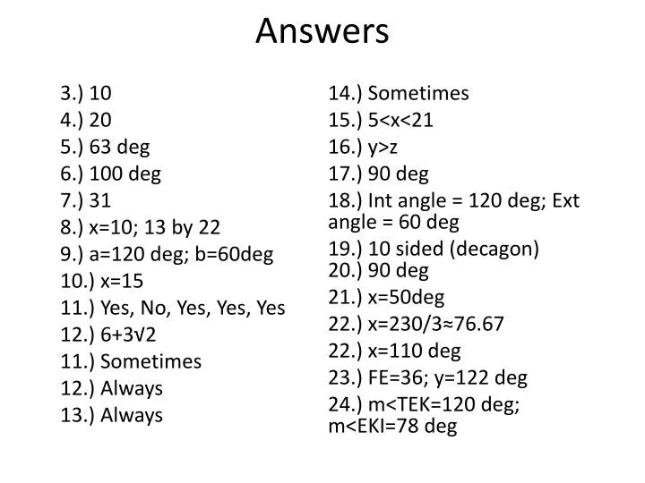 answers