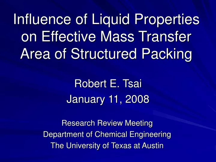 influence of liquid properties on effective mass transfer area of structured packing
