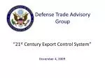 21st Century Export Control System Vision & Implementation - slide 1