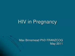 hiv in pregnancy