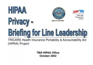 TRICARE Health Insurance Portability &amp; Accountability Act (HIPAA) Project