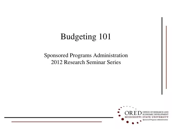 budgeting 101 sponsored programs administration 2012 research seminar series