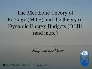 The Metabolic Theory of Ecology (MTE) and the theory of Dynamic Energy Budgets (DEB) (and more)