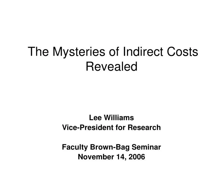 the mysteries of indirect costs revealed