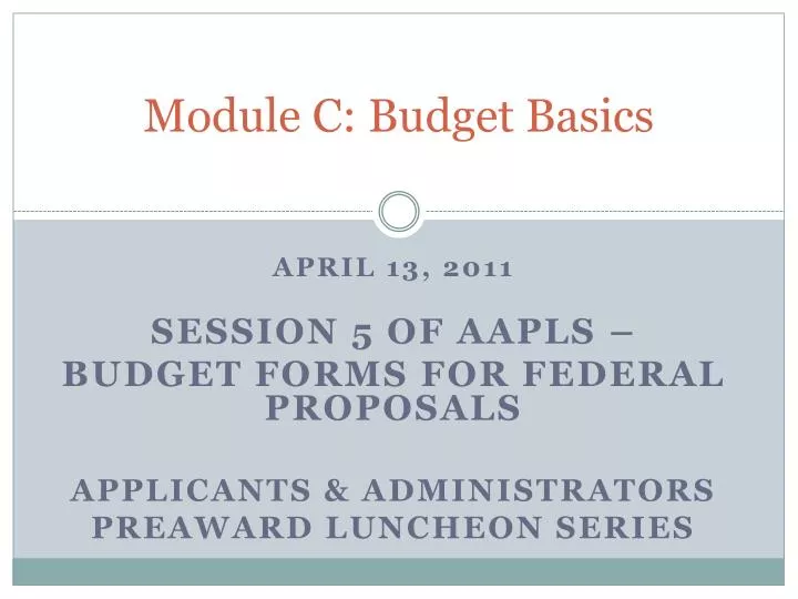 module c budget basics