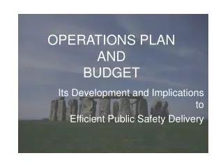 OPERATIONS PLAN AND BUDGET