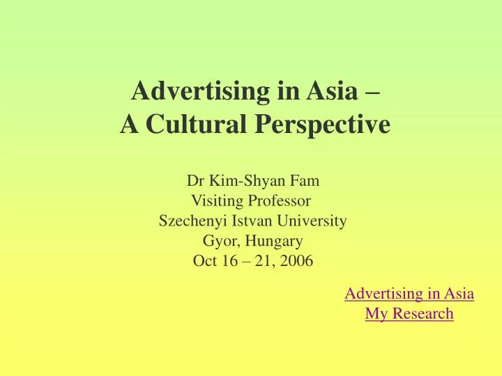 advertising in asia a cultural perspective