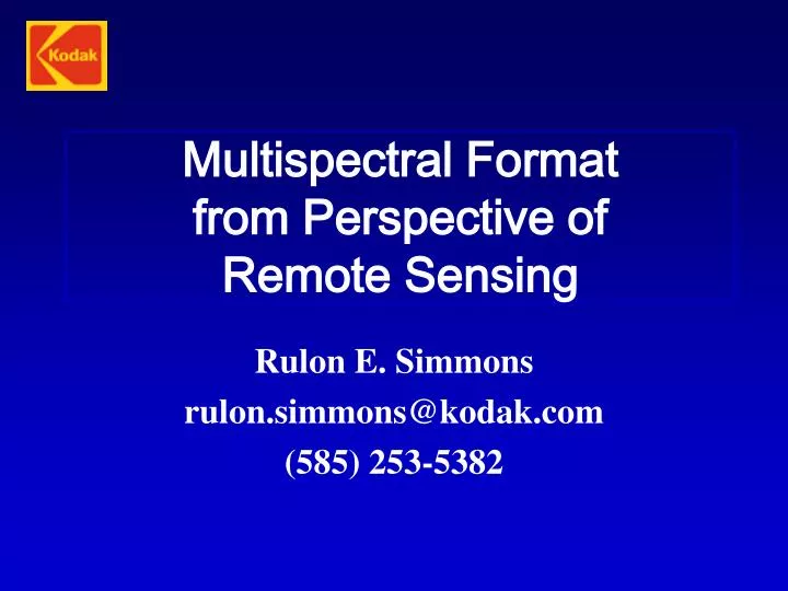 multispectral format from perspective of remote sensing