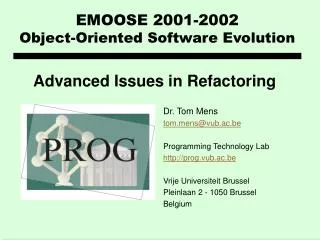 EMOOSE 2001-2002 Object-Oriented Software E volution