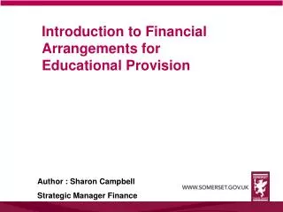Introduction to Financial Arrangements for Educational Provision