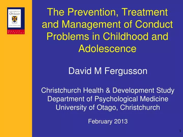 the prevention treatment and management of conduct problems in childhood and adolescence