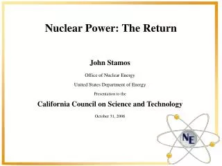 Nuclear Power: The Return